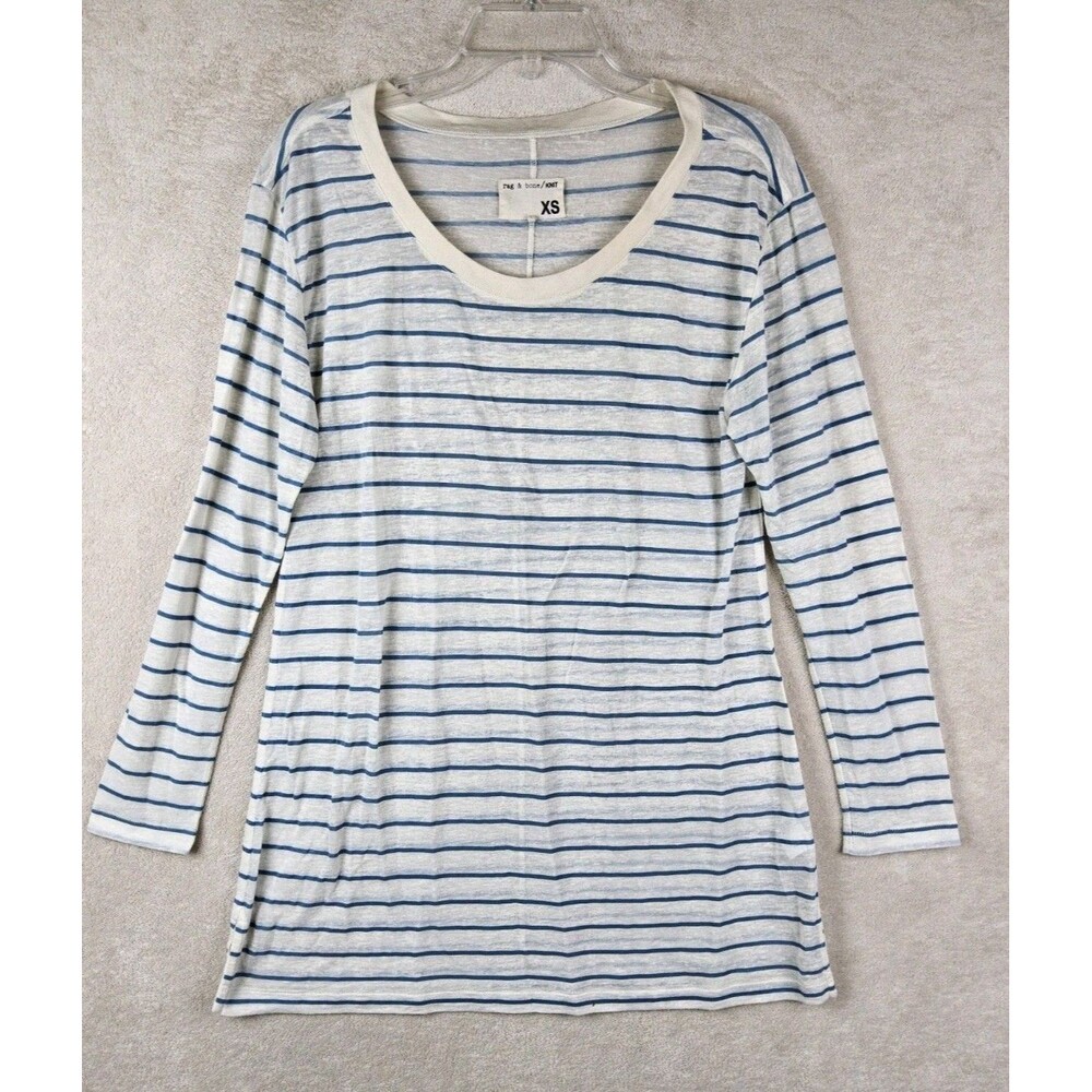Rag & Bone Women's Long Sleeve Semi Sheer Striped Knit Tunic Top Size XS